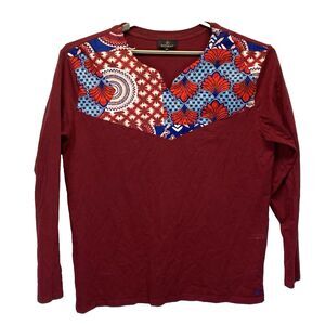 D’iyanu Blouse Women X-Large African Print Multicolor Notched Stretch T-Shirt